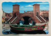 Calamita Magnete - COMACCHIO - mar - PLASTICA - TREPPONTI 2 & BARCA IN RILIEVO